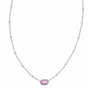 Kendra Scott Mini Elisa Silver satellite short Pendant Necklace In Fuschia
